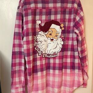 Southern Bliss Pink Plaid Santa Shirt